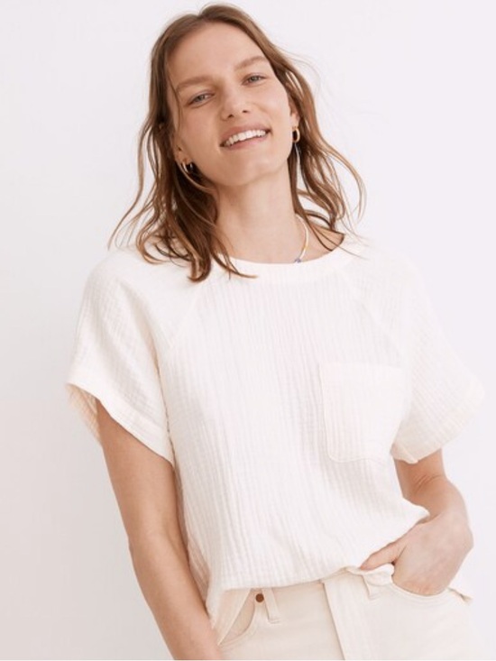Madewell Tops - Madewell Lightspun Renwood Button-Back Top | Size Large